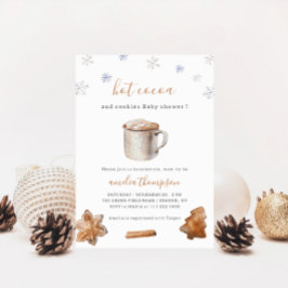 ホットココアとクッキー冬のベビーシャワー 招待状