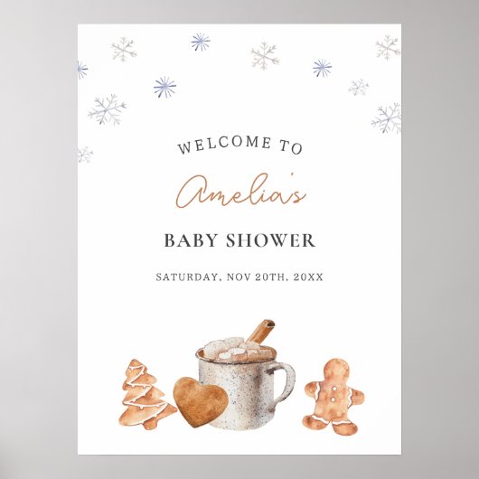 ホットココアとクッキー赤ちゃんシャワー歓迎ポスター ポスター (正面)