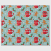 ホットココアとジンジャーブレッドクリスマスラッピング紙 ラッピングペーパー (フラット)