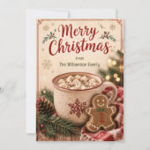 ホットココアとジンジャーブレッド クリスマスカード 招待状 (正面)