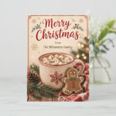 ホットココアとジンジャーブレッド クリスマスカード 招待状 (スタンド正面)