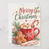 ホットココアとジンジャーブレッド クリスマスカード 招待状 (正面)