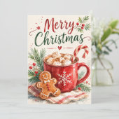 ホットココアとジンジャーブレッド クリスマスカード 招待状 (スタンド正面)