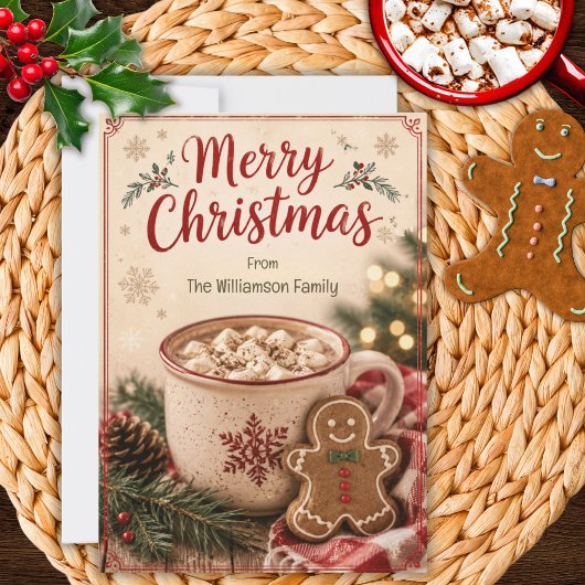 ホットココアとジンジャーブレッド クリスマスカード 招待状