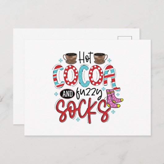 ホットココアとファジーソックス ポストカード (正面/裏面)
