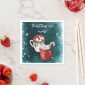 ホットココアとマシュマロのツインベイビーシャワー スタンダードカクテルナプキン (インサイチュ)