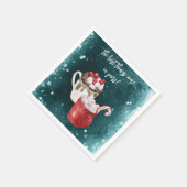 ホットココアとマシュマロのツインベイビーシャワー スタンダードカクテルナプキン (角)