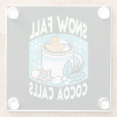 ホットココアと冬のチャーム – 雪秋ココアコール ガラスコースター (裏面)