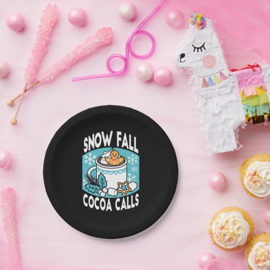 ホットココアと冬のチャーム – 雪秋ココアコール ペーパープレート (パーティー)