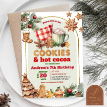 ホットココアと温かいクッキーのクリスマス子供の誕生日