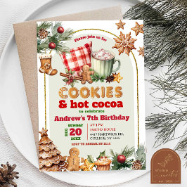 ホットココアと温かいクッキーのクリスマス子供の誕生日 招待状