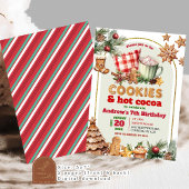 ホットココアと温かいクッキーのクリスマス子供の誕生日 招待状