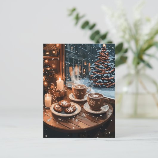 ホットココアとCookieと居心地の良い冬カフェ シーズンポストカード (スタンド正面)