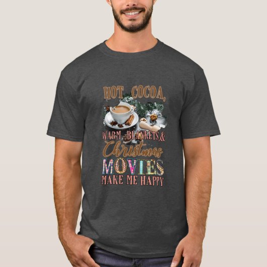 ホットココアのぬくもりとクリスマス映画の家族 Tシャツ (正面)