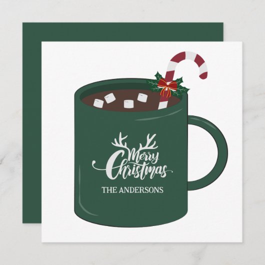 ホットココアのマグカップ クリスマス シーズンカード (正面/裏面)