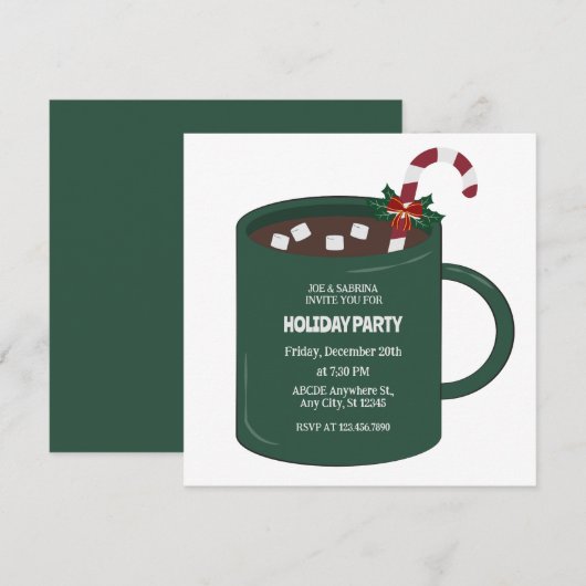 ホットココアのマグカップ 招待状 (正面/裏面)