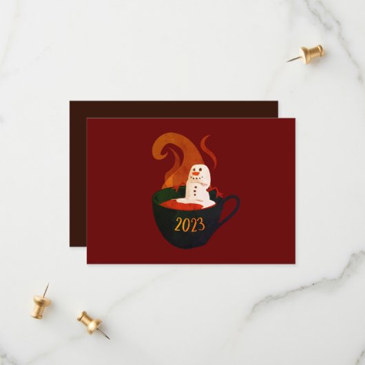 ホットココアのマシュマロ雪だるま セーブザデート (正面/裏面インサイチュ)