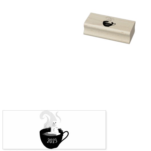 ホットココアのマシュマロ雪だるま ラバースタンプ (押印)