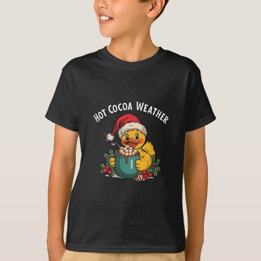 ホットココアの天気クルーズのアヒル クリスマスドリンク O Tシャツ (正面)