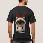 ホットココアを飲むトナカイの子猫 Tシャツ (裏面)