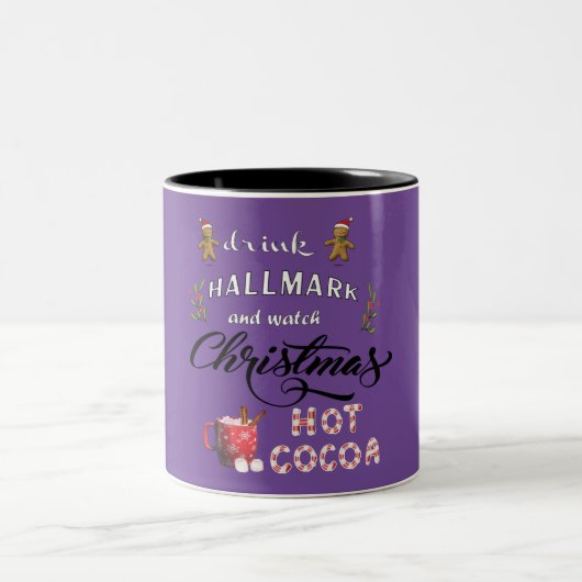 ホットココアを飲んでクリスマスを見る ツートーンマグカップ (中央)