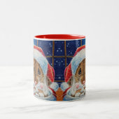 ホットココアウォーターカラーアートとサンタフィールドマウス ツートーンマグカップ (中央)