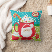 ホットココアカップケーキサンタクリスマスパターン クッション (ブランケット)