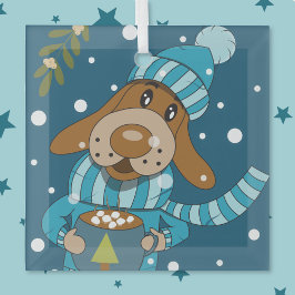 ホットココアガラス付きクリスマスパップオーナメント ガラスオーナメント