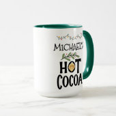 ホットココアクリスマスジンジャーブレッドの子供と名前をカスタムする マグカップ (正面右)