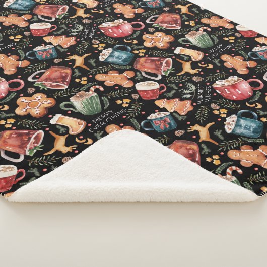 ホットココアジンジャーブレッド素朴クリスマス シェルパブランケット (3/4)