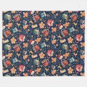 ホットココアジンジャーブレッド素朴クリスマス フリースブランケット (正面(横))