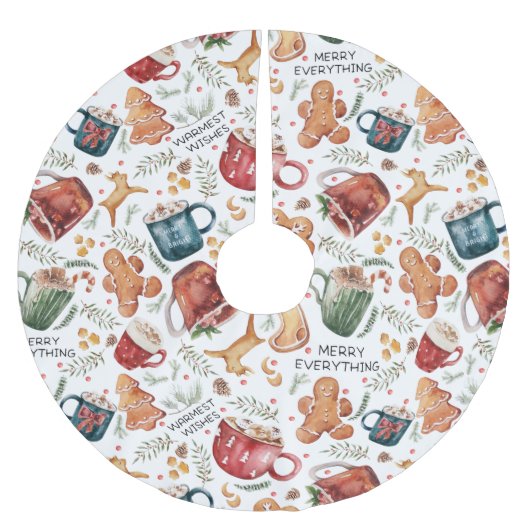 ホットココアジンジャーブレッド素朴クリスマス ブラッシュドポリエステルツリースカート (正面)