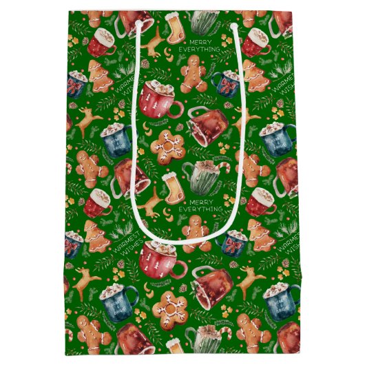 ホットココアジンジャーブレッド素朴クリスマス ミディアムペーパーバッグ (裏面)