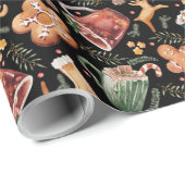 ホットココアジンジャーブレッド素朴クリスマス ラッピングペーパー (ロールコーナー)