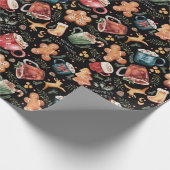 ホットココアジンジャーブレッド素朴クリスマス ラッピングペーパー (角)