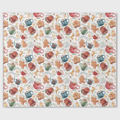 ホットココアジンジャーブレッド素朴クリスマス ラッピングペーパー (フラット)