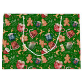 ホットココアジンジャーブレッド素朴クリスマス ラージペーパーバッグ (正面)