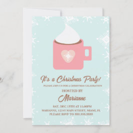 ホットココアスノーフレークスクリスマスパーティー 招待状