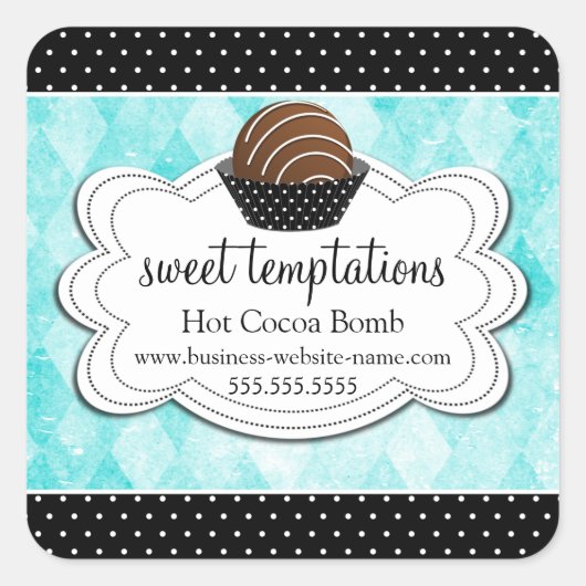 ホットココアチョコレートボムスクエアステッカー スクエアシール (正面)