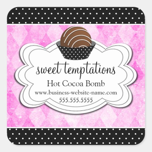 ホットココアチョコレートボムスクエアステッカー スクエアシール (正面)