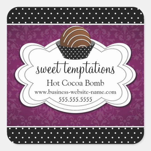 ホットココアチョコレートボムスクエアステッカー スクエアシール (正面)