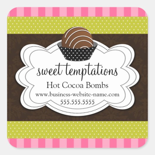 ホットココアチョコレート爆弾スクエアステッカー スクエアシール (正面)