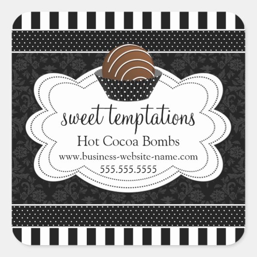 ホットココアチョコレート爆弾スクエアステッカー スクエアシール (正面)
