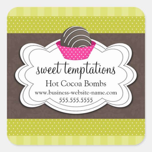 ホットココアチョコレート爆弾スクエアステッカー スクエアシール (正面)