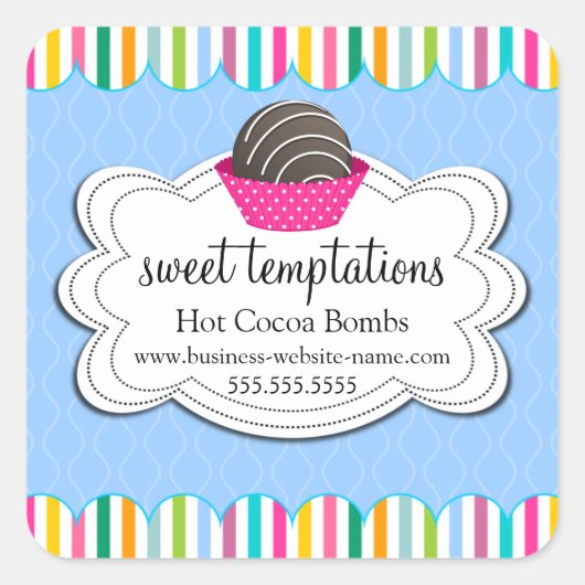 ホットココアチョコレート爆弾スクエアステッカー スクエアシール (正面)