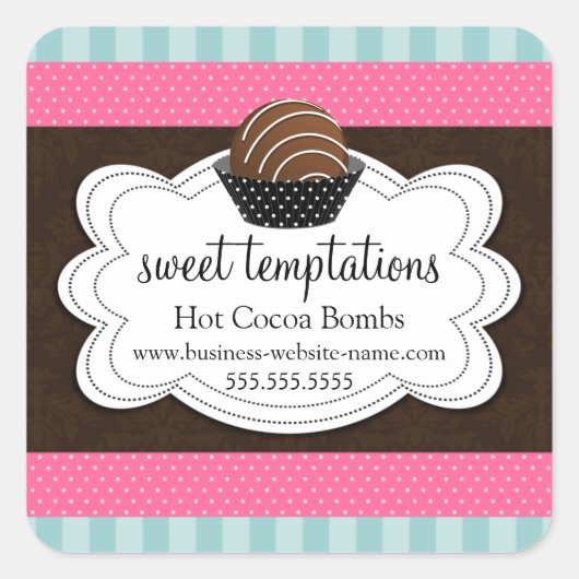 ホットココアチョコレート爆弾スクエアステッカー スクエアシール (正面)