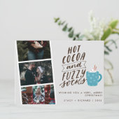 ホットココアファジーソックス写真新婚クリスマス シーズンカード (スタンド正面)