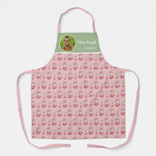 ホットココアホリデーパーティーウォーターカラーアート エプロン (正面)