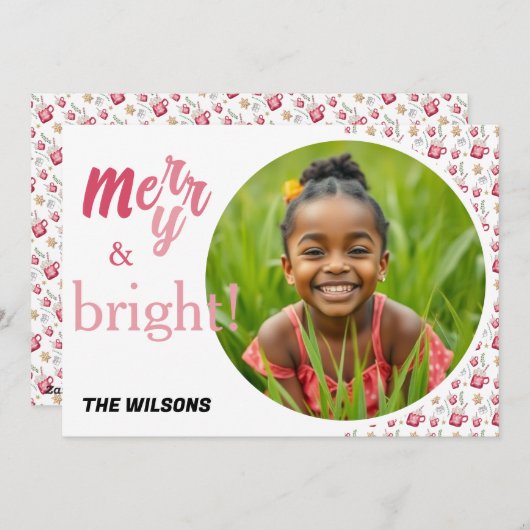 ホットココアホリデーパーティーウォーターカラーアート シーズンカード (正面/裏面)