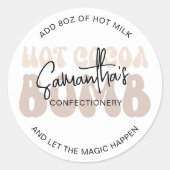 ホットココアボム指示トレンディーベージュレトロ ラウンドシール (正面)